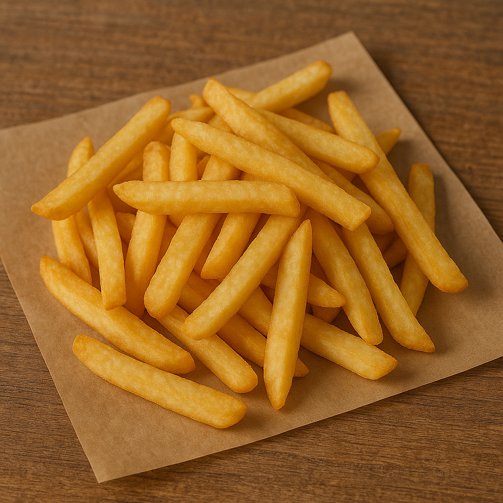 French fries on brown paper showing fried foods